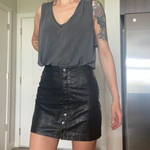 Free People Vegan Leather High Waisted Mini Skirt